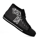 Ornamental Silver Cross Print Black High Top Shoes