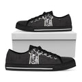 Ornamental Silver Cross Print Black Low Top Sneakers