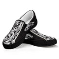 Ornamental Silver Cross Print Black Slip On Sneakers