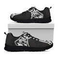 Ornamental Silver Cross Print Black Running Shoes