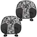 Ornamental Silver Cross Print Car Headrest Covers