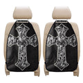 Ornamental Silver Cross Print Car Seat Organizers
