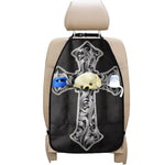 Ornamental Silver Cross Print Car Seat Organizers