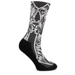 Ornamental Silver Cross Print Crew Socks