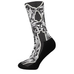 Ornamental Silver Cross Print Crew Socks