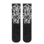 Ornamental Silver Cross Print Crew Socks