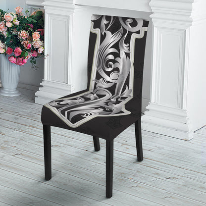 Ornamental Silver Cross Print Dining Chair Slipcover