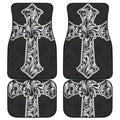 Ornamental Silver Cross Print Front and Back Car Floor Mats