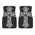 Ornamental Silver Cross Print Front Car Floor Mats