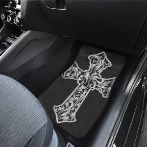 Ornamental Silver Cross Print Front Car Floor Mats