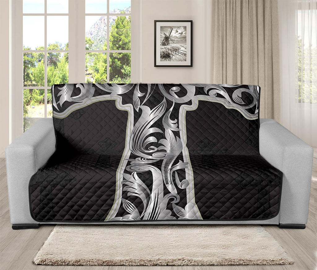 Ornamental Silver Cross Print Futon Protector