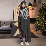 Ornamental Silver Cross Print Hooded Blanket