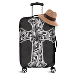 Ornamental Silver Cross Print Luggage Cover