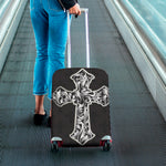 Ornamental Silver Cross Print Luggage Cover