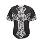 Ornamental Silver Cross Print Men's Baseball Jersey