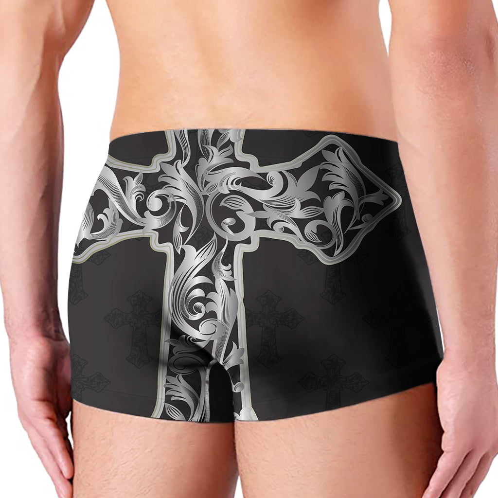 Ornamental Silver Cross Print Men's Boxer Briefs