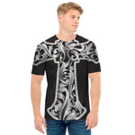 Ornamental Silver Cross Print Men's T-Shirt