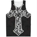 Ornamental Silver Cross Print Men's Tank Top