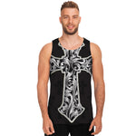 Ornamental Silver Cross Print Men's Tank Top