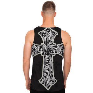 Ornamental Silver Cross Print Men's Tank Top