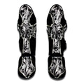 Ornamental Silver Cross Print Muay Thai Shin Guards