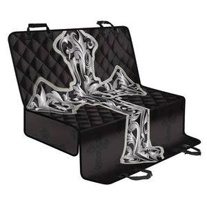 Ornamental Silver Cross Print Pet Car Back Seat Cover