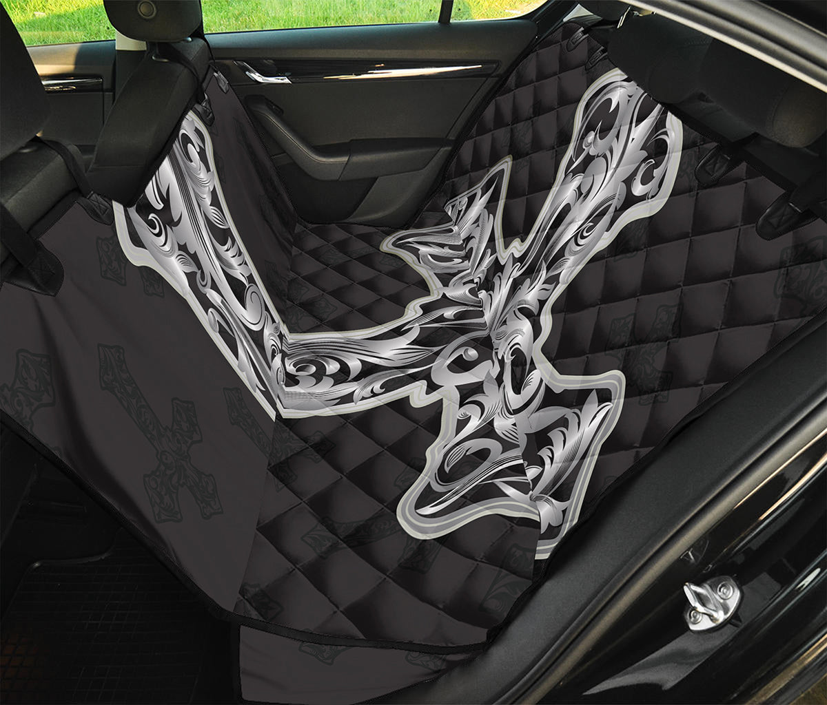 Ornamental Silver Cross Print Pet Car Back Seat Cover