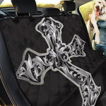 Ornamental Silver Cross Print Pet Car Back Seat Cover