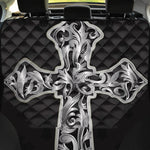 Ornamental Silver Cross Print Pet Car Back Seat Cover