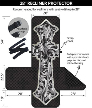 Ornamental Silver Cross Print Recliner Protector