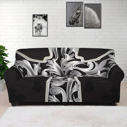 Ornamental Silver Cross Print Sofa Cover