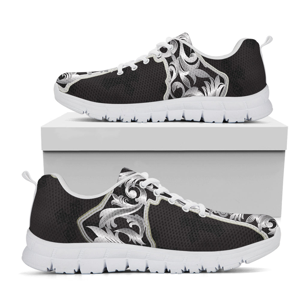 Ornamental Silver Cross Print White Sneakers