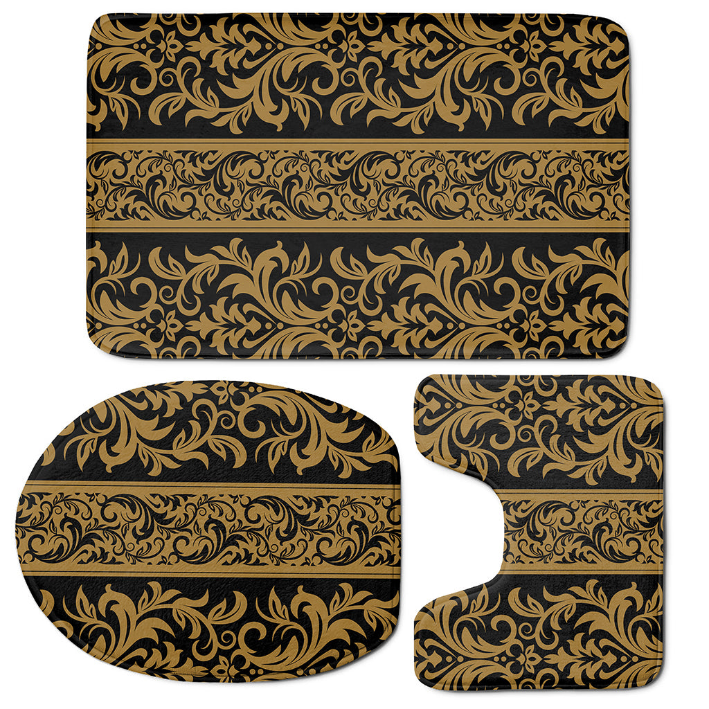 Ornamental Western Damask Print 3 Piece Bath Mat Set