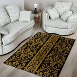 Ornamental Western Damask Print Area Rug