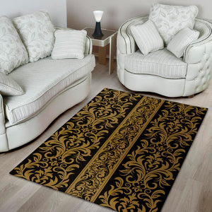 Ornamental Western Damask Print Area Rug