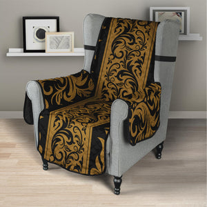 Ornamental Western Damask Print Armchair Protector