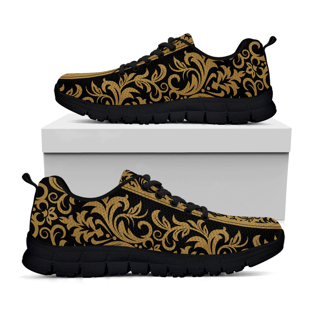 Ornamental Western Damask Print Black Sneakers