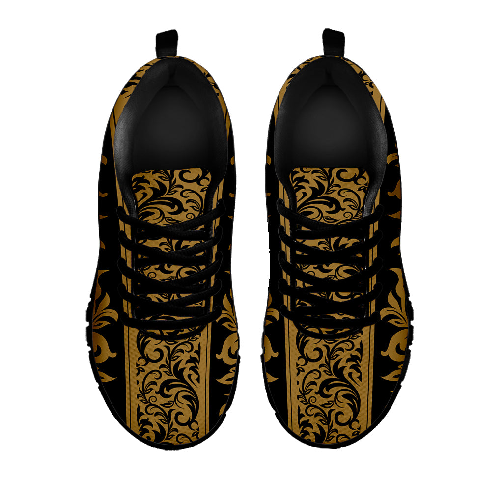Ornamental Western Damask Print Black Sneakers