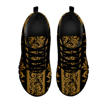 Ornamental Western Damask Print Black Sneakers