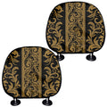 Ornamental Western Damask Print Car Headrest Covers