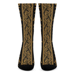 Ornamental Western Damask Print Crew Socks
