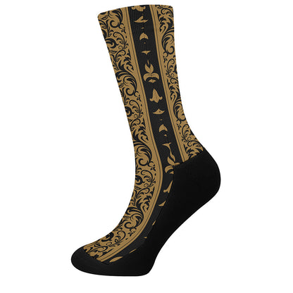 Ornamental Western Damask Print Crew Socks