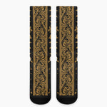 Ornamental Western Damask Print Crew Socks