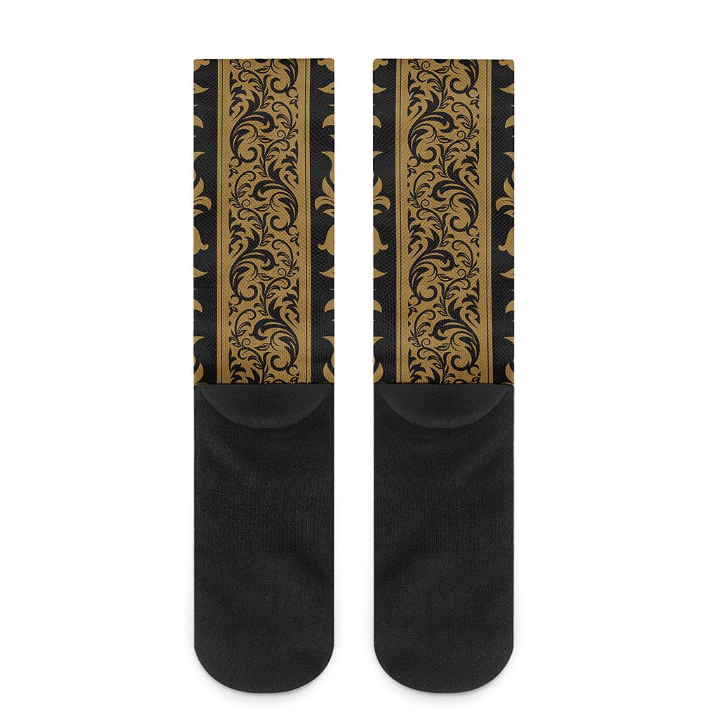 Ornamental Western Damask Print Crew Socks