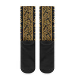 Ornamental Western Damask Print Crew Socks
