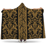 Ornamental Western Damask Print Hooded Blanket