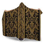 Ornamental Western Damask Print Hooded Blanket