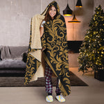 Ornamental Western Damask Print Hooded Blanket
