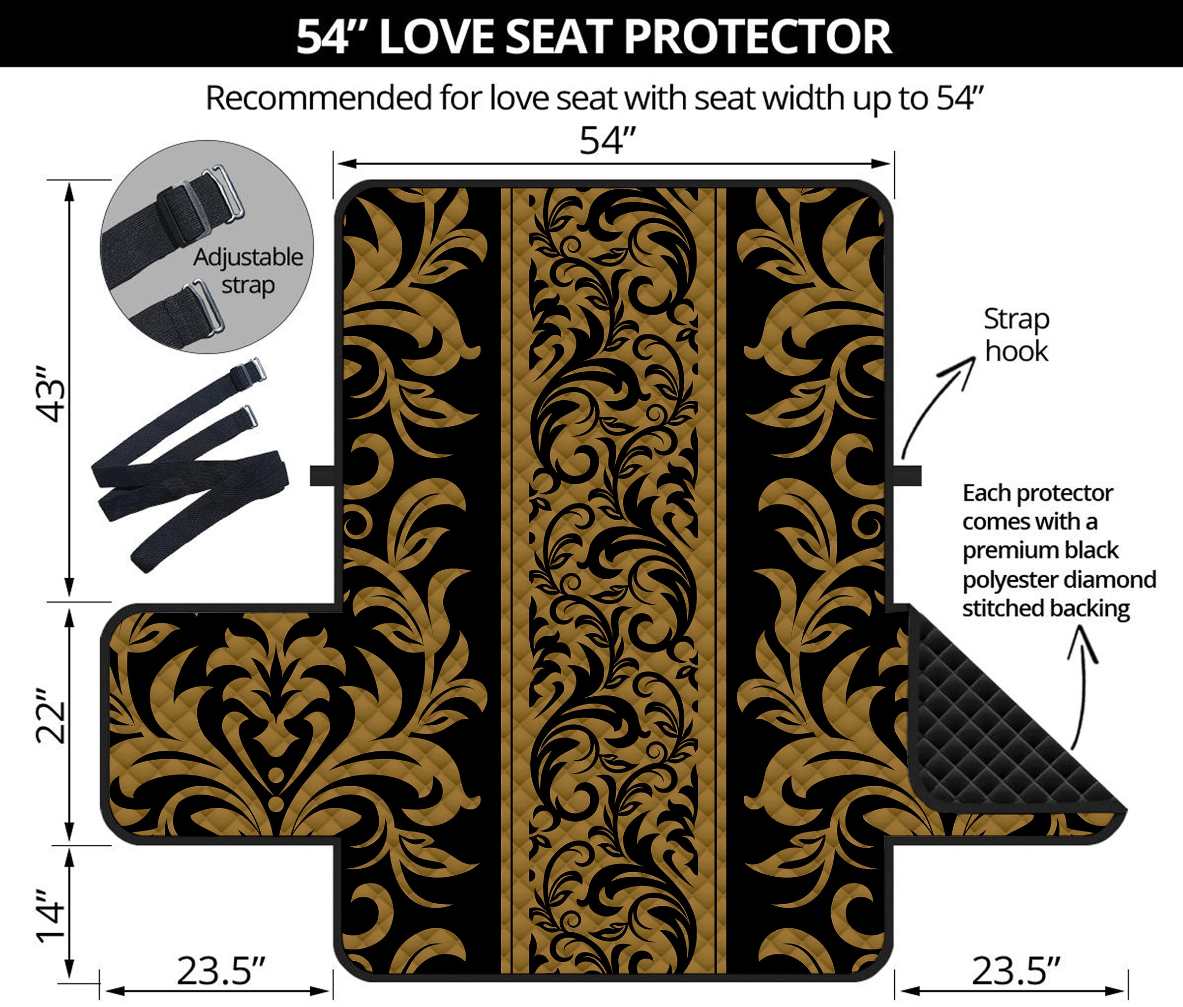 Ornamental Western Damask Print Loveseat Protector