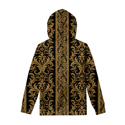 Ornamental Western Damask Print Pullover Hoodie